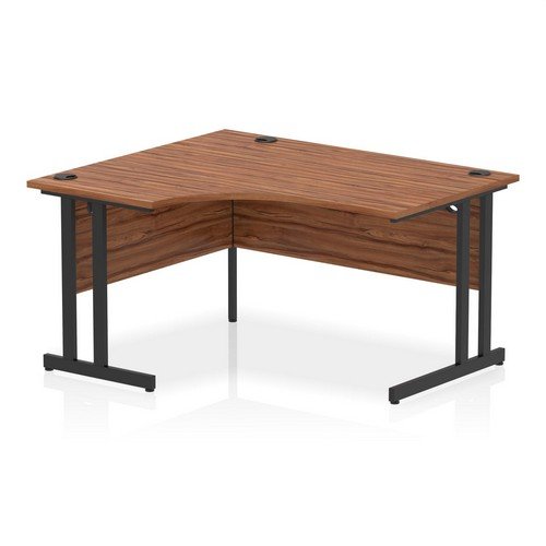 Impulse 1400mm Left Crescent Office Desk Walnut Top Black Cantilever Leg