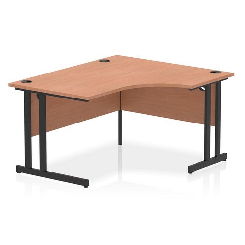 Impulse 1400mm Right Crescent Office Desk Beech Top Black Cantilever Leg