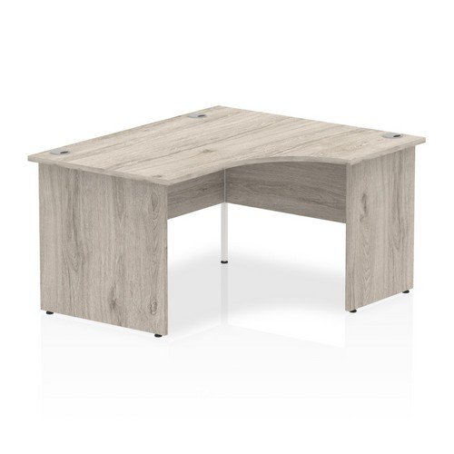 Impulse 1400mm Right Crescent Office Desk Grey Oak Top Panel End Leg