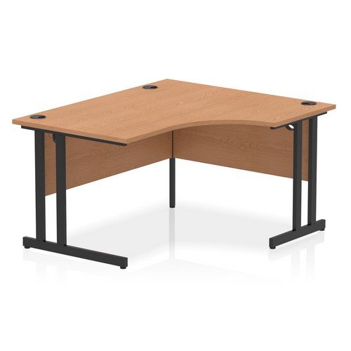 Impulse 1400mm Right Crescent Office Desk Oak Top Black Cantilever Leg