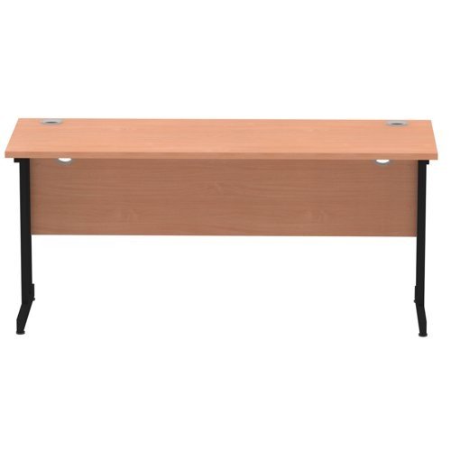 Impulse 1600 x 600mm Straight Office Desk Beech Top Black Cantilever Leg