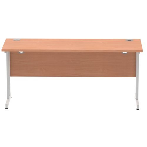 Impulse 1600 x 600mm Straight Office Desk Beech Top Silver Cantilever Leg