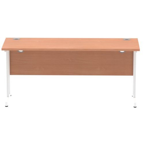 Impulse 1600 x 600mm Straight Office Desk Beech Top White Cantilever Leg