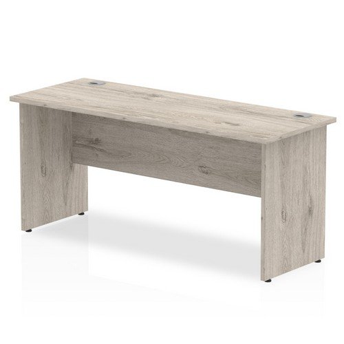 Impulse 1600 x 600mm Straight Office Desk Grey Oak Top Panel End Leg
