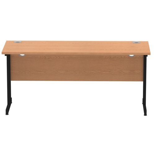 Impulse 1600 x 600mm Straight Office Desk Oak Top Black Cantilever Leg