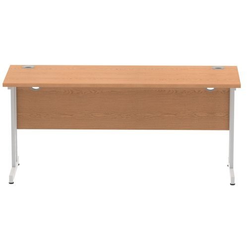 Impulse 1600 x 600mm Straight Office Desk Oak Top Silver Cantilever Leg