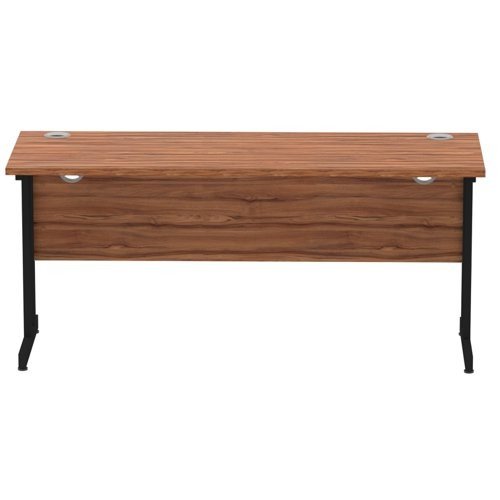 Impulse 1600 x 600mm Straight Office Desk Walnut Top Black Cantilever Leg