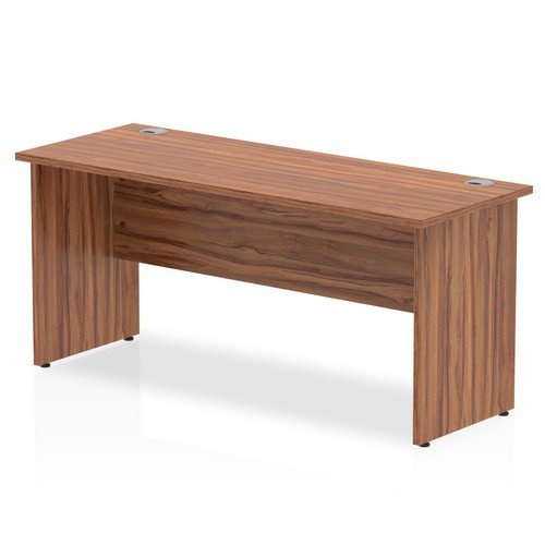 Impulse 1600 x 600mm Straight Office Desk Walnut Top Panel End Leg