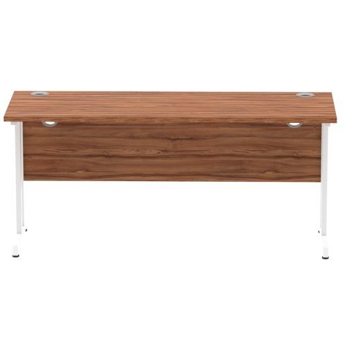 Impulse 1600 x 600mm Straight Office Desk Walnut Top White Cantilever Leg