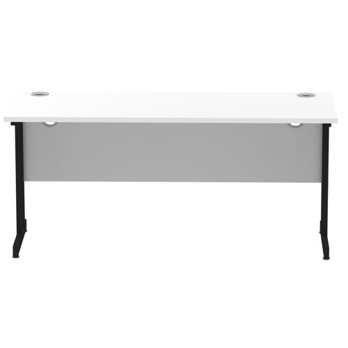 Impulse 1600 x 600mm Straight Office Desk White Top Black Cantilever Leg