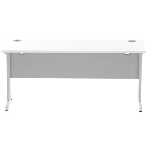Impulse 1600 x 600mm Straight Office Desk White Top Silver Cantilever Leg