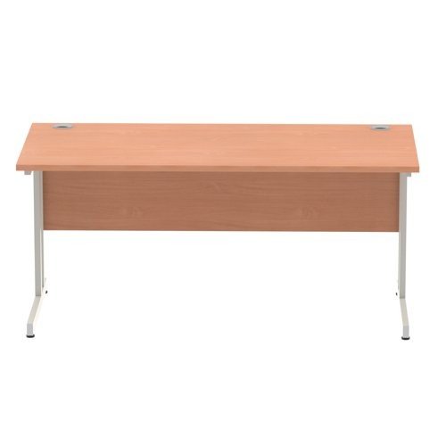 Impulse 1600 x 800mm Straight Office Desk Beech Top Silver Cantilever Leg