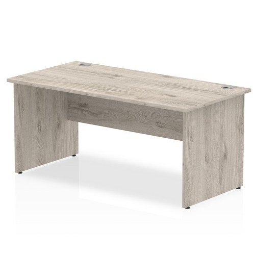 Impulse 1600 x 800mm Straight Office Desk Grey Oak Top Panel End Leg
