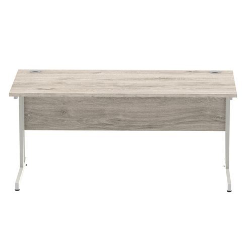 Impulse 1600 x 800mm Straight Office Desk Grey Oak Top Silver Cantilever Leg