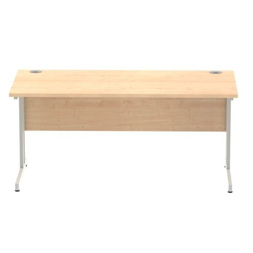 Impulse 1600 x 800mm Straight Office Desk Maple Top Silver Cantilever Leg