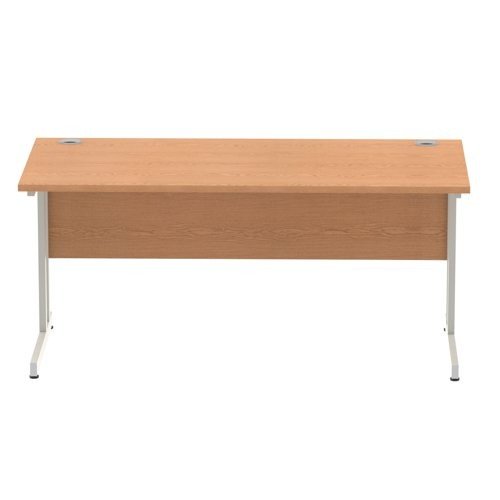 Impulse 1600 x 800mm Straight Office Desk Oak Top Silver Cantilever Leg