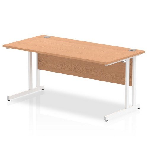 Impulse 1600 x 800mm Straight Office Desk Oak Top White Cantilever Leg