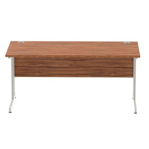 Impulse 1600 x 800mm Straight Office Desk Walnut Top Silver Cantilever Leg