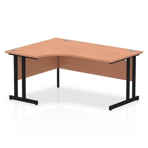 Impulse 1600mm Left Crescent Desk Beech Top Black Cantilever Leg