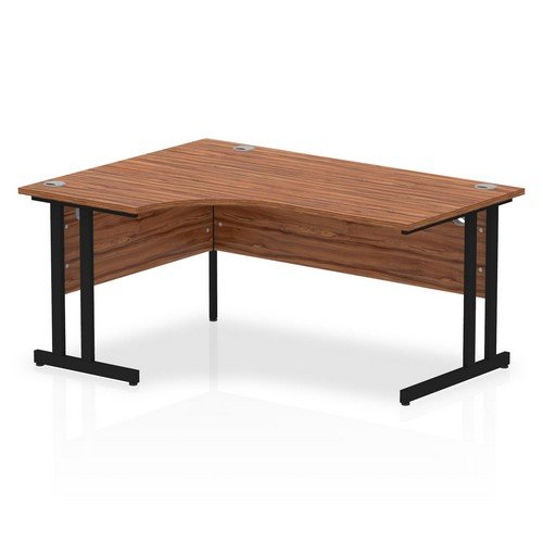 Impulse 1600mm Left Crescent Desk Walnut Top Black Cantilever Leg