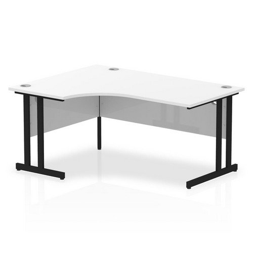 Impulse 1600mm Left Crescent Desk White Top Black Cantilever Leg