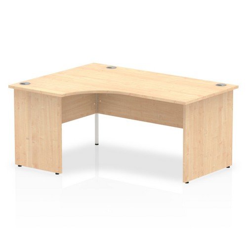 Impulse 1600mm Left Crescent Office Desk Maple Top Panel End Leg