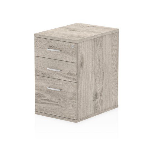 Impulse 600mm Deep Desk High Pedestal Grey Oak