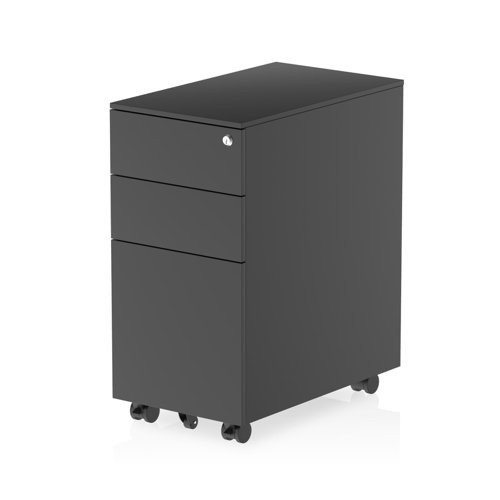 Steel Slim Mobile Pedestal Black