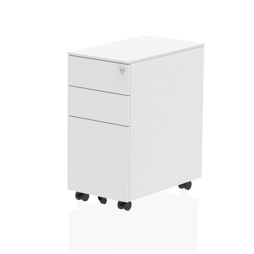 Steel Slim Mobile Pedestal White