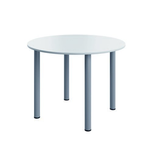 Serrion Connect Pole Leg Round Tbl 1000X1000 Wh/Sv