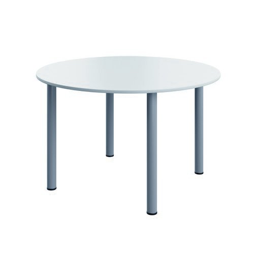 Serrion Connect Pole Leg Round Tbl 1200X1200 Wh/Sv