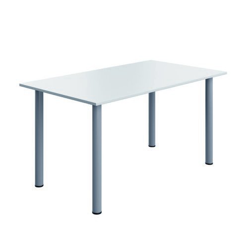 Serrion Connect Pole Leg Rect Tbl 1400X800 Wh/Sv