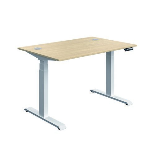 Serrion Connect Dual Motor Sit Stand Oak/White