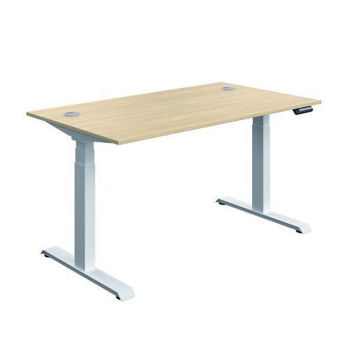 Serrion Connect Dual Motor Sit Stand Oak/White