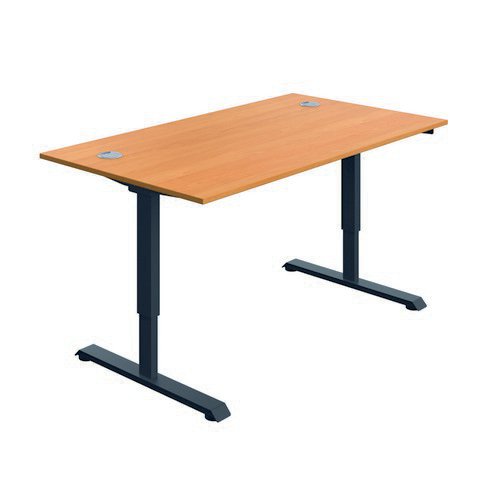 Serrion Connect Single Motor Sit Stand Beech/Black Office Desks DS8471