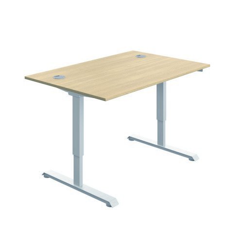 Serrion Connect Single Motor Sit Stand Oak/White