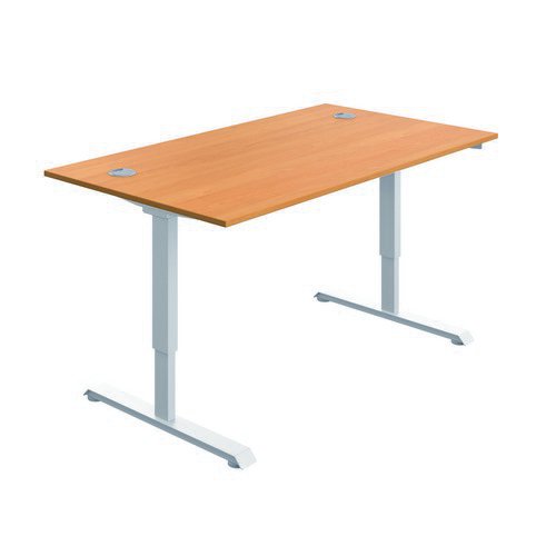 Serrion Connect Single Motor Sit Stand Beech/White Office Desks DS8477
