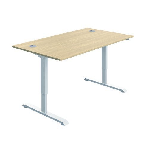 Serrion Connect Single Motor Sit Stand Oak/White