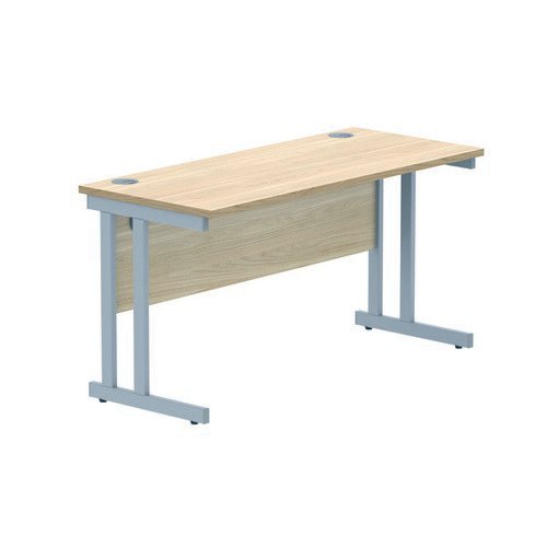 Rectangular Double Upright 1400X600 Oak/Silver