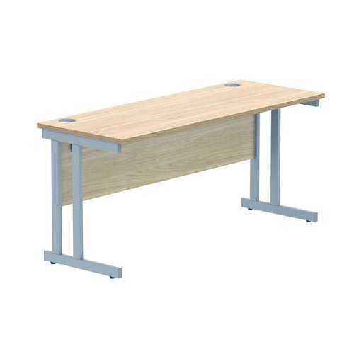 Rectangular Double Upright 1600X600 Oak/Silver