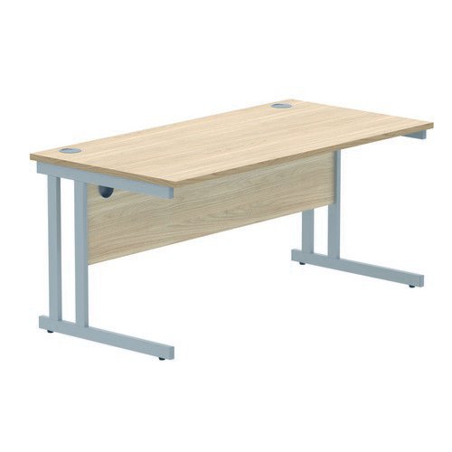Rectangular Double Upright 1600X800 Oak/Silver