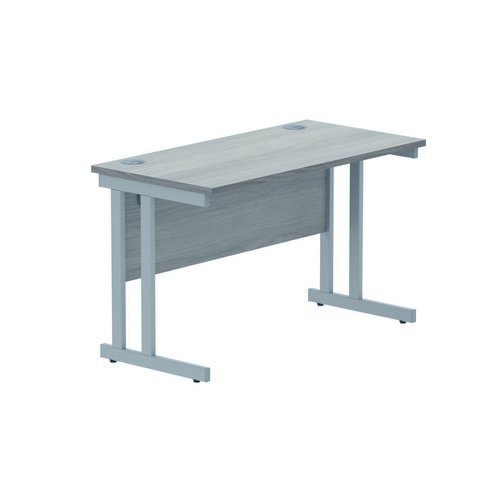 Rectangular Double Upright 1200X600 Grey Oak/Silver