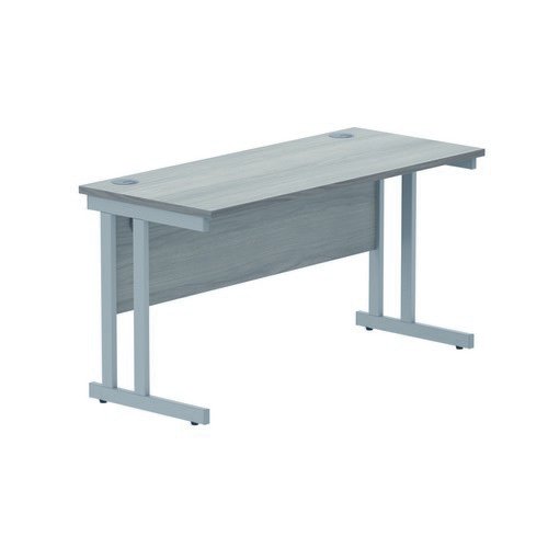Rectangular Double Upright 1400X600 Grey Oak/Silver