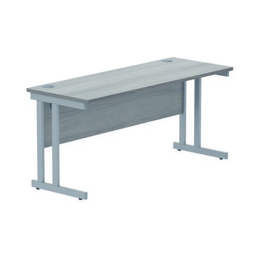 Rectangular Double Upright 1600X600 Grey Oak/Silver