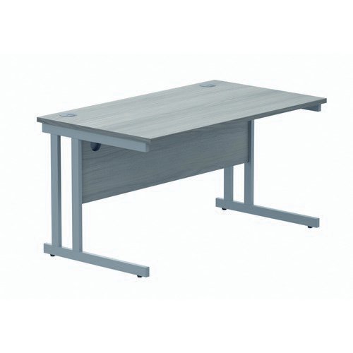 Rectangular Double Upright 1400X800 Grey Oak/Silver
