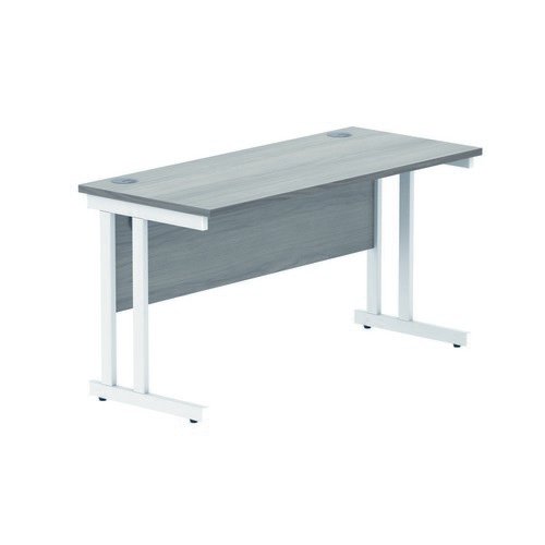 Rectangular Double Upright 1400X600 Grey Oak/White