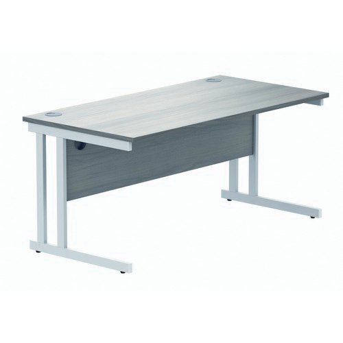 Rectangular Double Upright 1600X800 Grey Oak/White