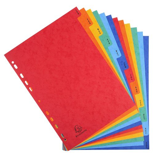 Exacompta 12 Parts January-December 225gsm Assorted