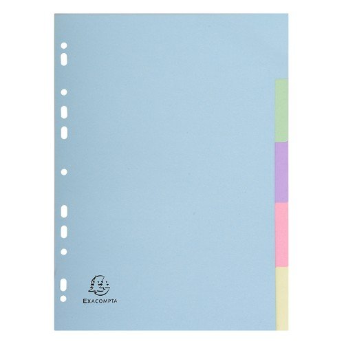 5 Part A4 170gsm Plain Tabs Pastel Assorted