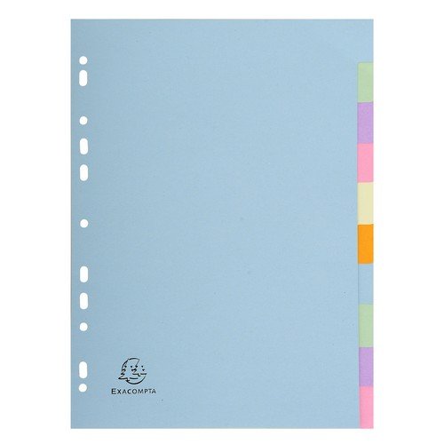 10 Part A4 170gsm Plain Tabs Pastel Assorted